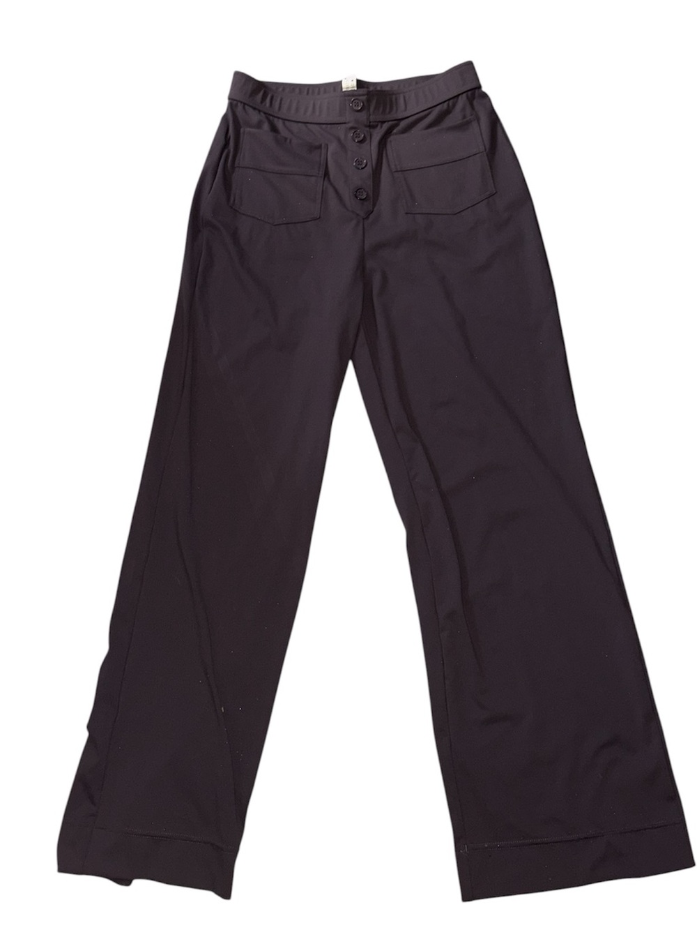 HALARA Black High-Rise Wide-Leg Trousers with Button Front